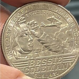 Error coin Bessie Coleman Aviation Collector Coin - Error on Wing!
